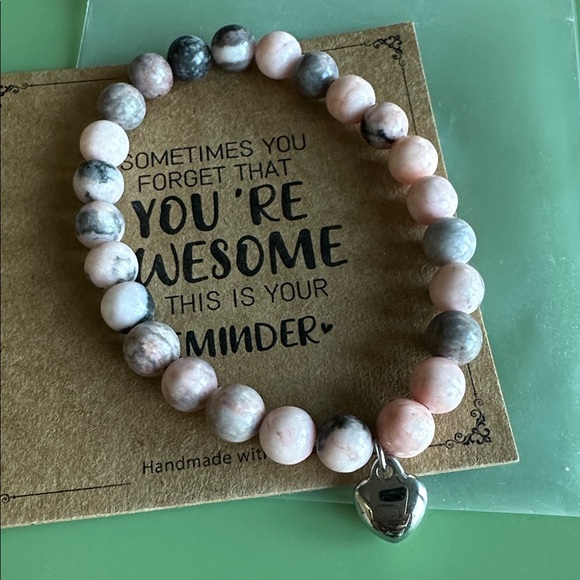 Pink and Gray Beaded Bracelet - Picture 4 of 4